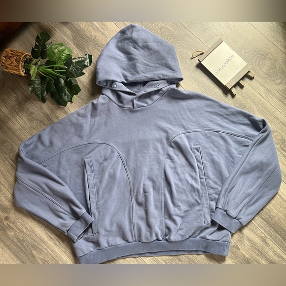 Grailz Geometry Men’s Blue Hooded Button Up Sweatshirt w Pockets. Size M - Picture 7 of 16